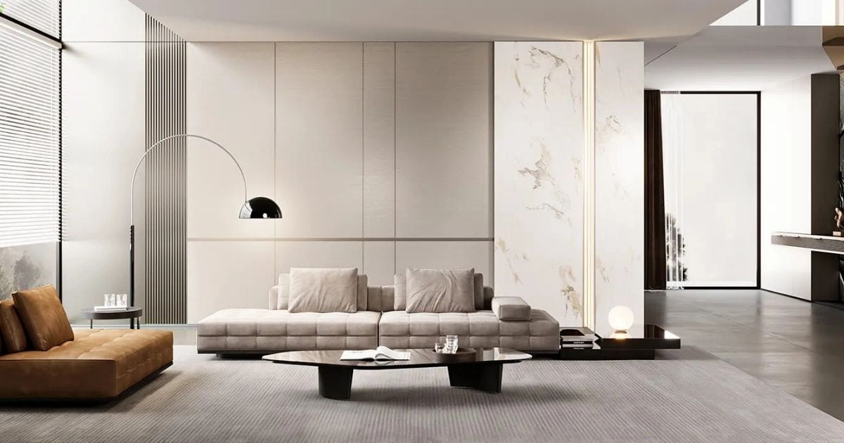 Tủ quần áo hiện đại không tay nắm màu xám Urban Charm