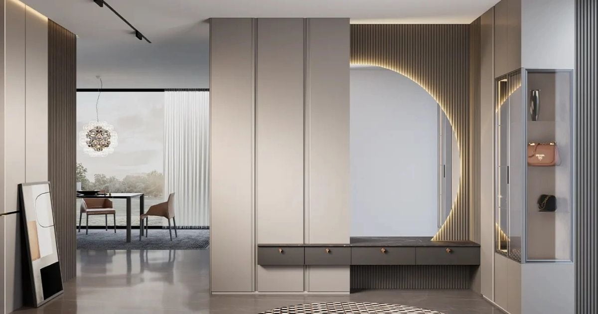 Tủ quần áo hiện đại không tay nắm màu xám Urban Charm