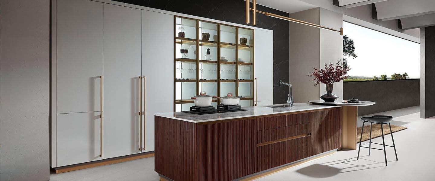 Tủ bếp gỗ tự nhiên kết hợp gỗ Veneer hiện đại – RODIN