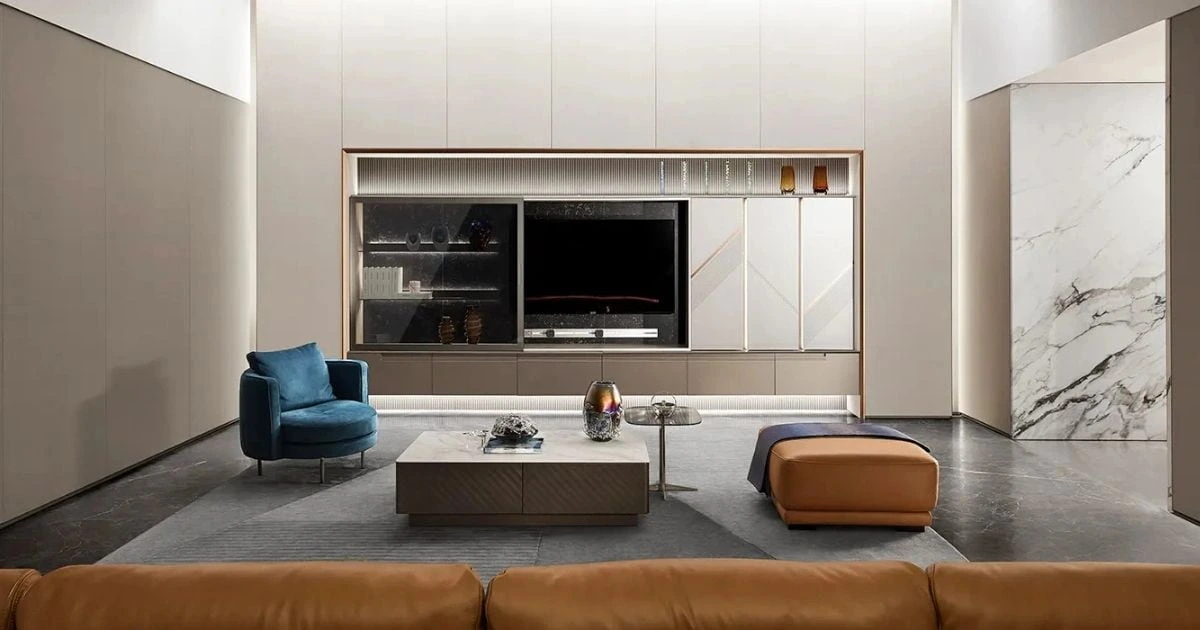 Tủ quần áo hiện đại không tay nắm màu xám Urban Charm