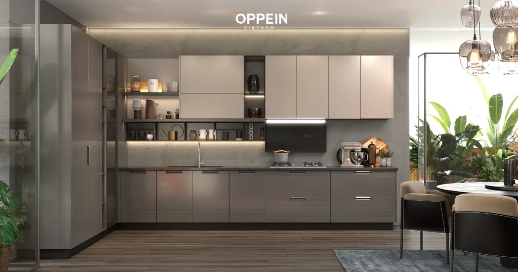 Mẫu tủ bếp đẹp phong cách tối giản