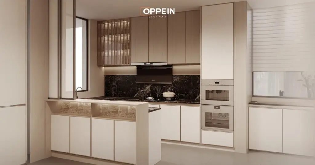 Mẫu tủ bếp đẹp phong cách Japandi