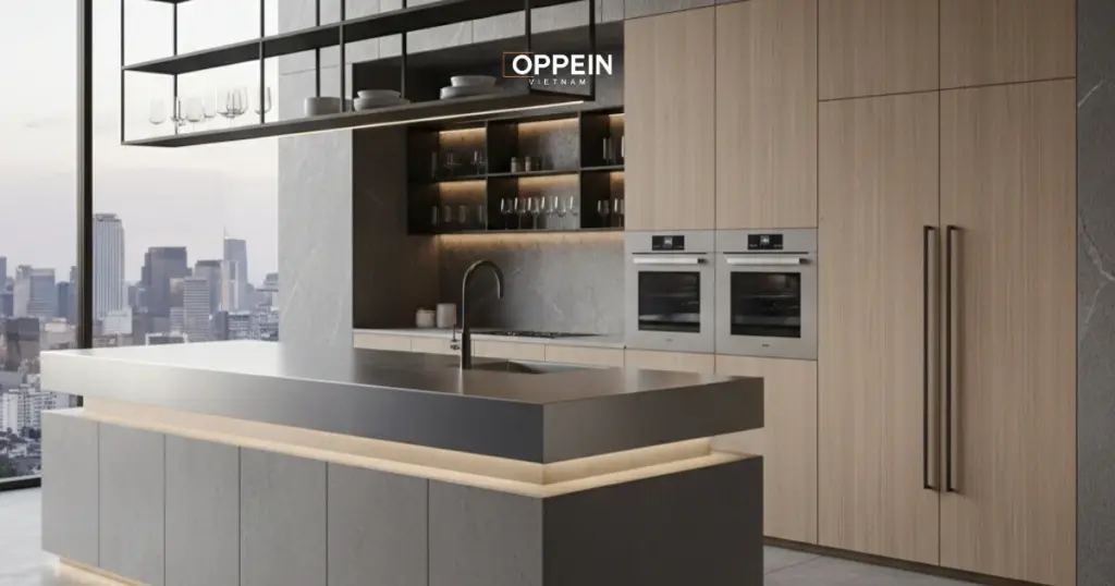 Mẫu tủ bếp đẹp phong cách Architectural