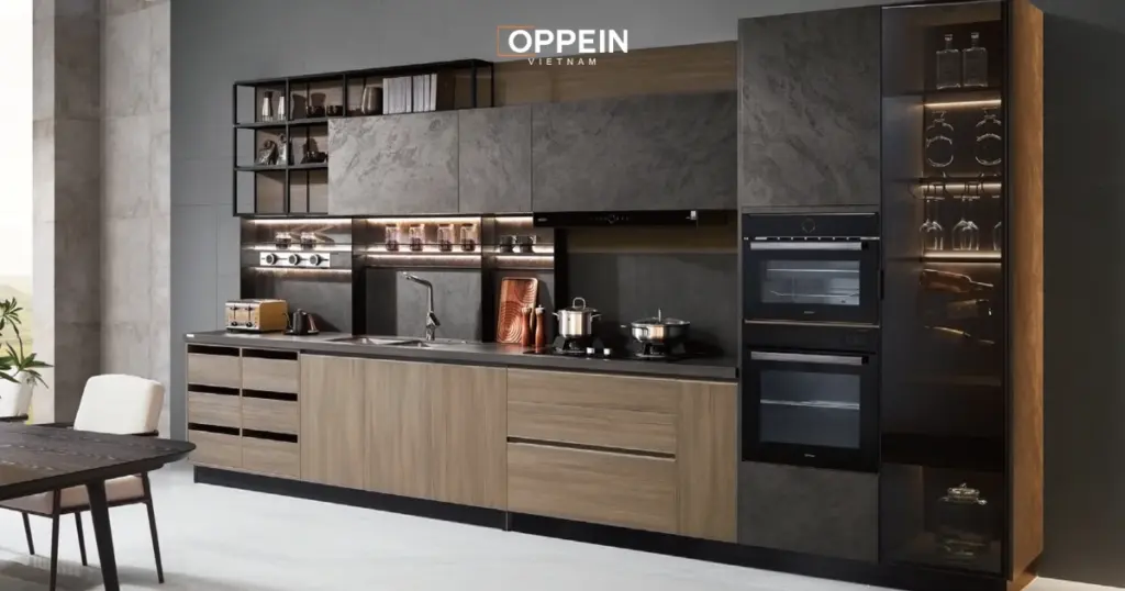Mẫu tủ bếp đẹp phong cách Industrial