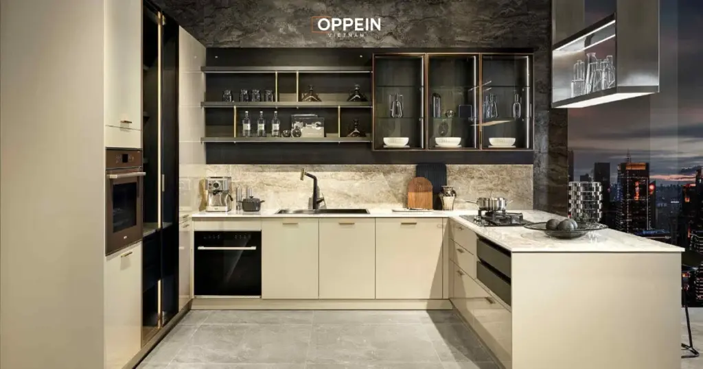 Mẫu tủ bếp đẹp chữ L