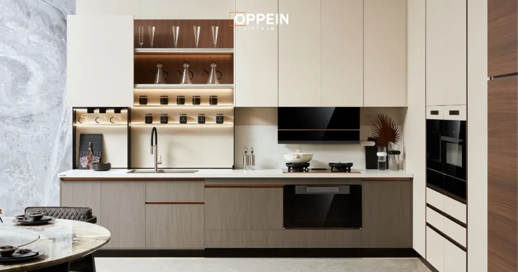 Mẫu tủ bếp đẹp phong cách hiện đại