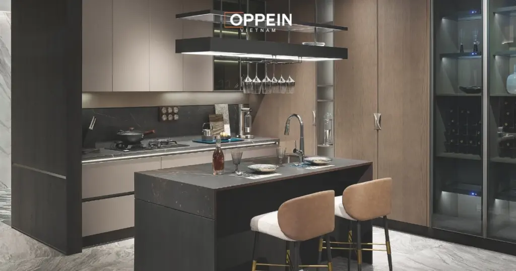 Mẫu tủ bếp chung cư 1 phòng ngủ