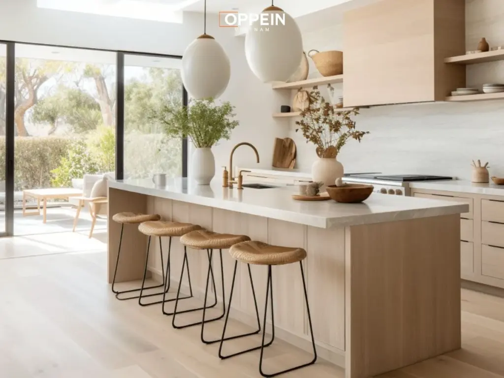 Mẫu tủ bếp chung cư phong cách Bắc Âu (Scandinavian)