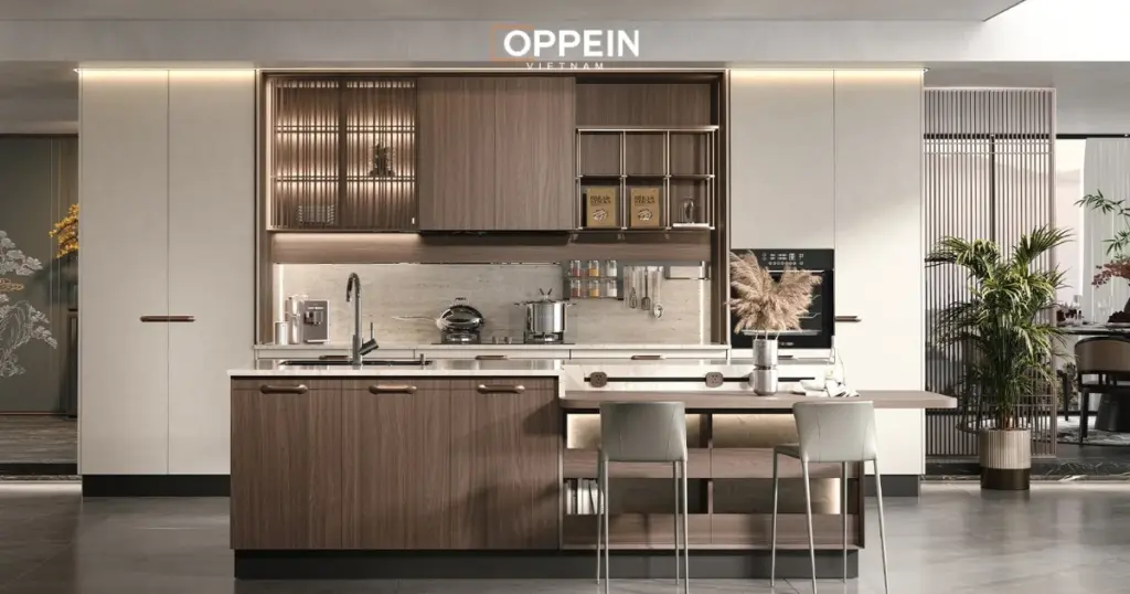 Mẫu tủ bếp chung cư gỗ công nghiệp (MDF, MFC)