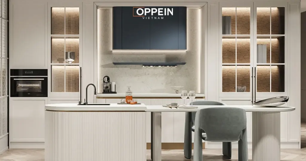 Mẫu tủ bếp chung cư song song