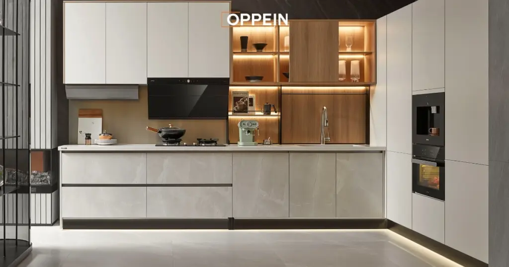 Mẫu tủ bếp chung cư 45m² tối giản và tiện nghi