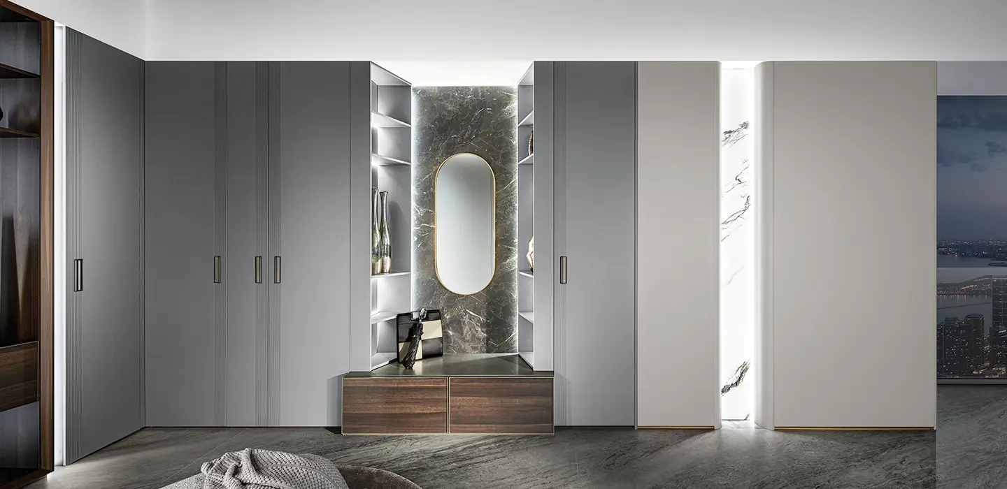 Tủ quần áo cao cấp hiện đại màu xám – Moonlight Shadow