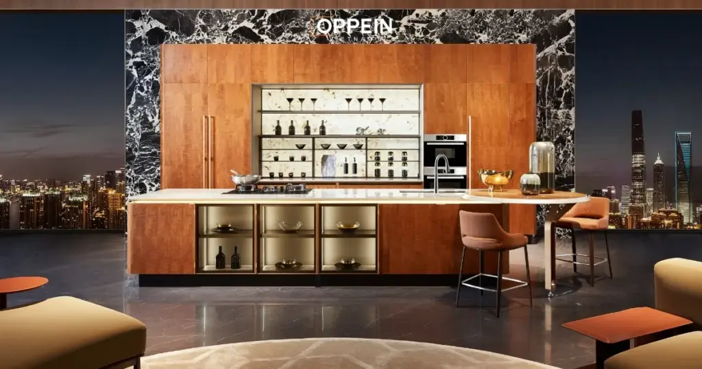 Mẫu tủ bếp chữ I Phong cách Italian Luxury
