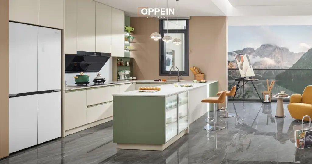 Mẫu tủ bếp chữ U nhỏ gọn cho không gian hạn chế
