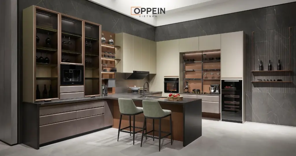 Mẫu tủ bếp gỗ chữ U
