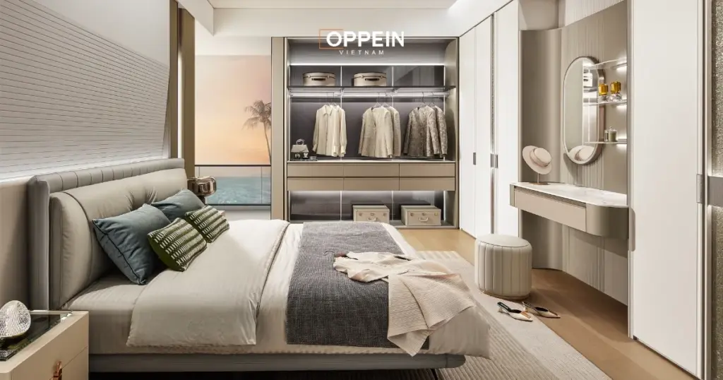 Trang trí tủ quần áo chữ L tinh tế và tiện dụng