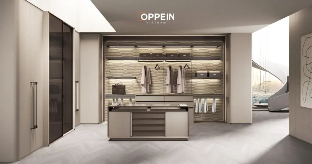 Mẫu tủ quần áo âm tường chữ L