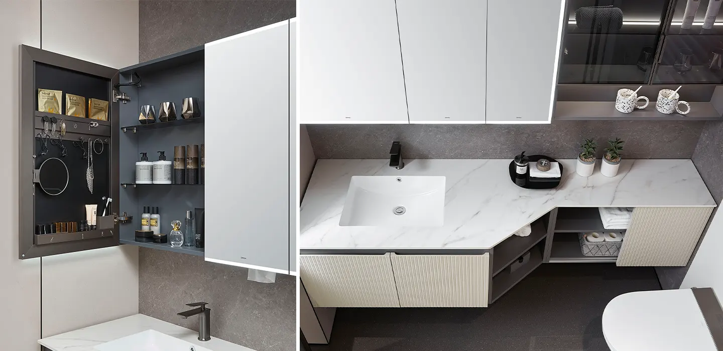 Tủ Lavabo treo tường cao cấp hiện đại màu Beige