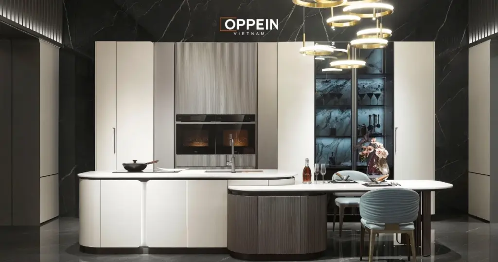 Đảo bếp thường nằm ở trung tâm căn bếp, tách biệt với tủ bếp
