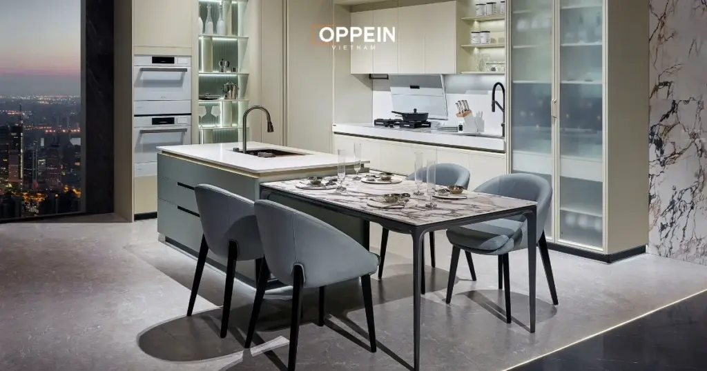 Mẫu đảo bếp hai tầng là một thiết kế thông minh, có hai cấp độ sử dụng khác nhau
