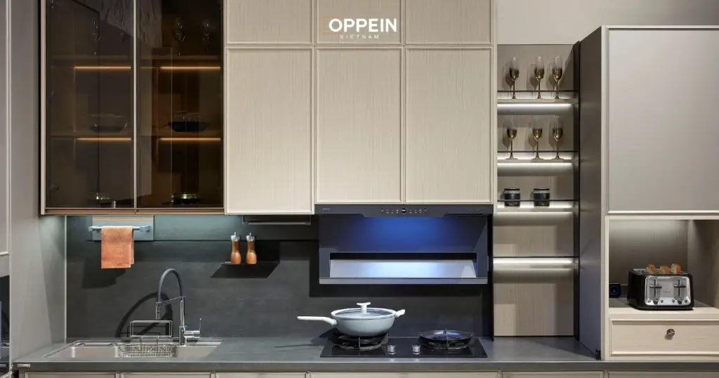 Mẫu tủ bếp cao cấp nhập khẩu chữ I
