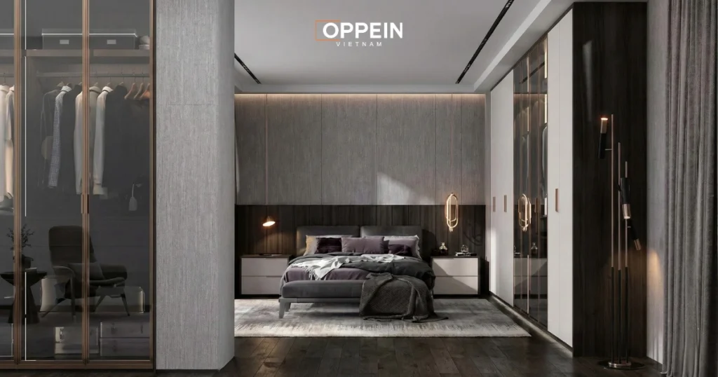 Mẫu thiết kế phòng có ngủ phòng thay đồ Glimmer