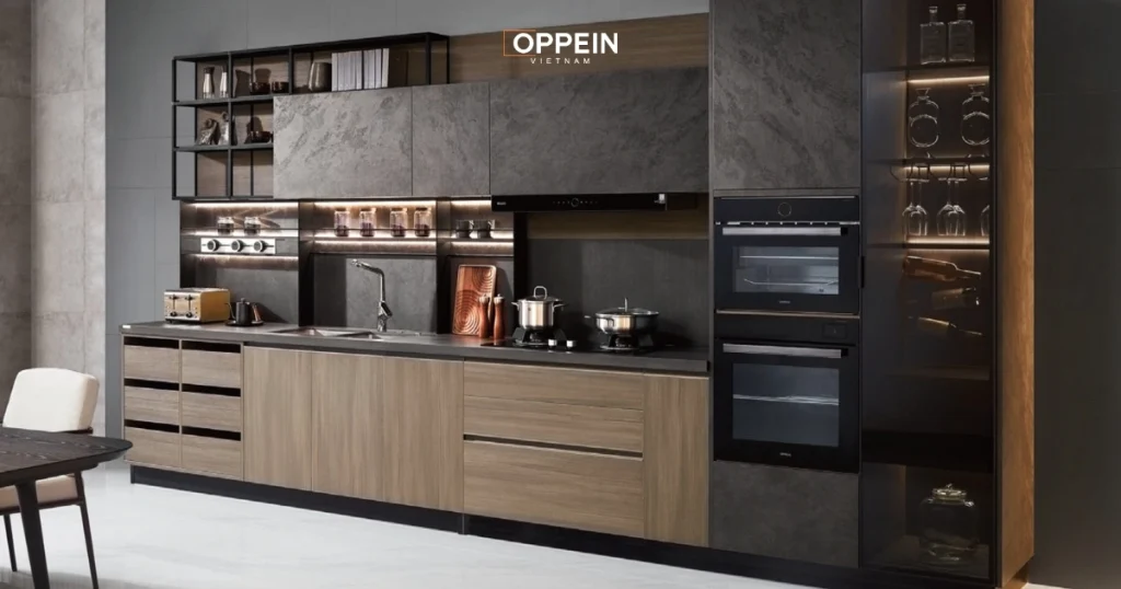 Mẫu tủ bếp gỗ công nghiệp chữ I