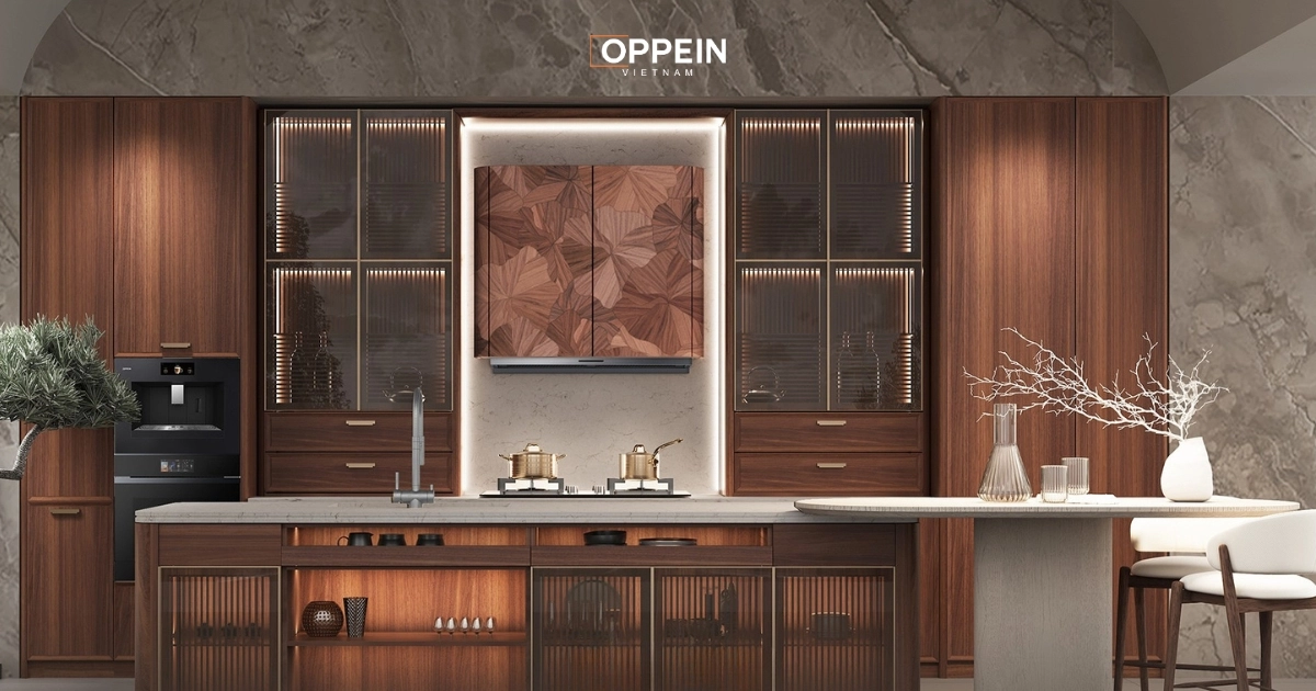 Mẫu tủ bếp gỗ công nghiệp MDF, MFC chống ấm đẹp, hiện đại