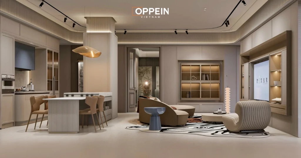 Nguyên tắc bố trí phòng bếp liền kề phòng khách