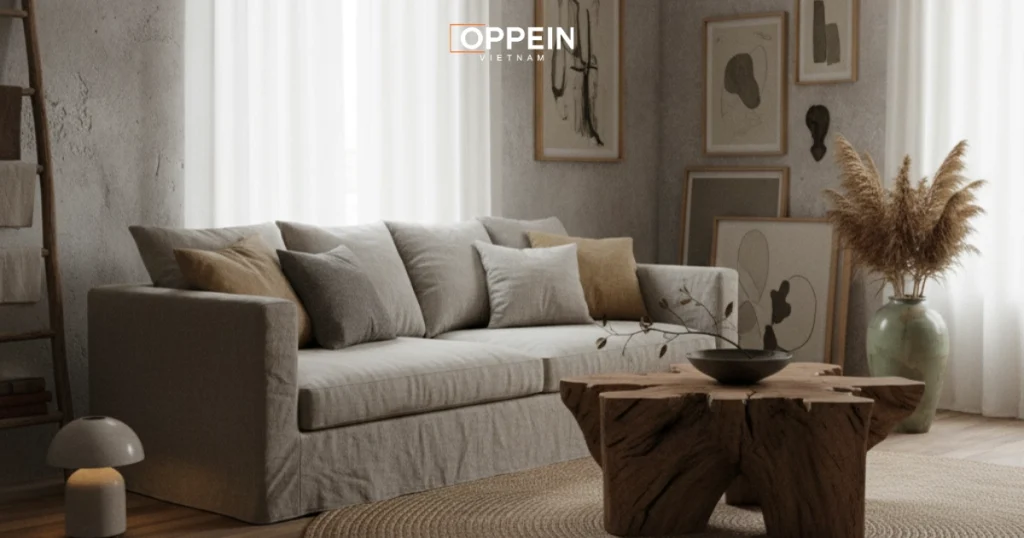 Mẫu nội thất chung cư phong cách Wabi Sabi