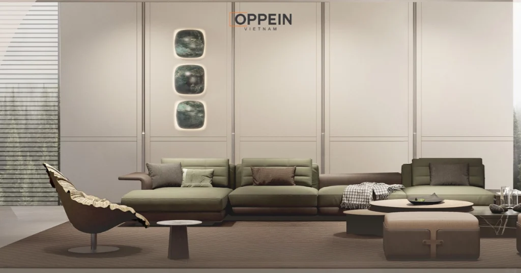 Mẫu thiết kế bố trí nội thất phòng khách Oppein 3