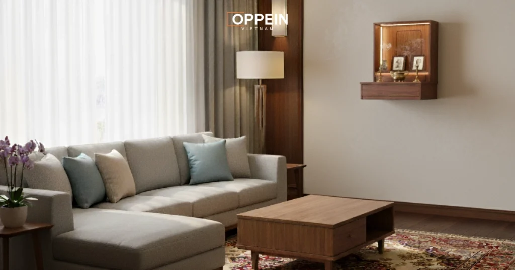 Cách đặt bàn thờ trong phòng khách