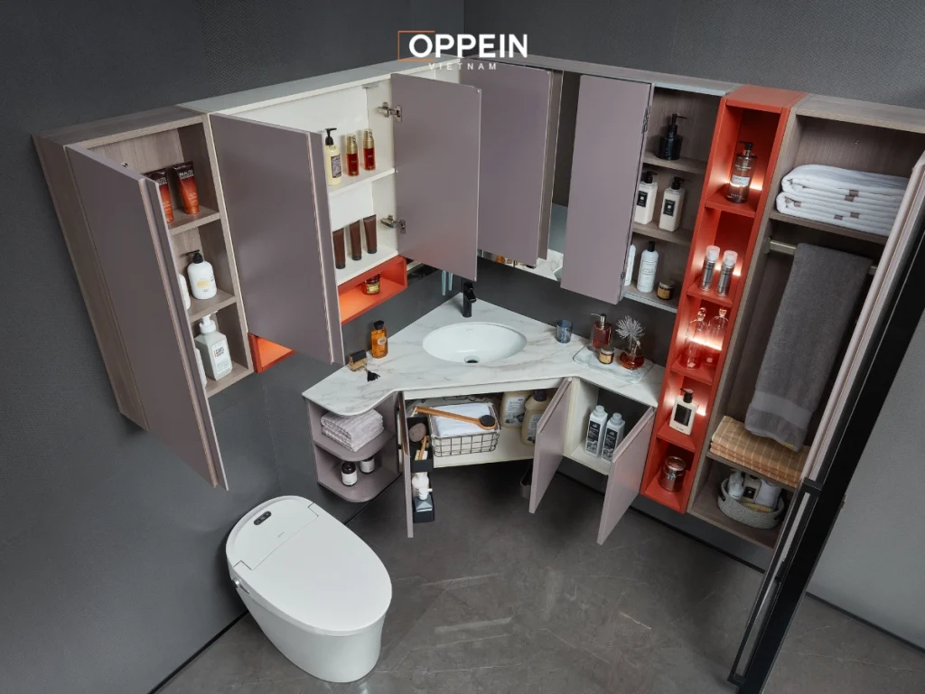 Kích thước tủ lavabo treo góc