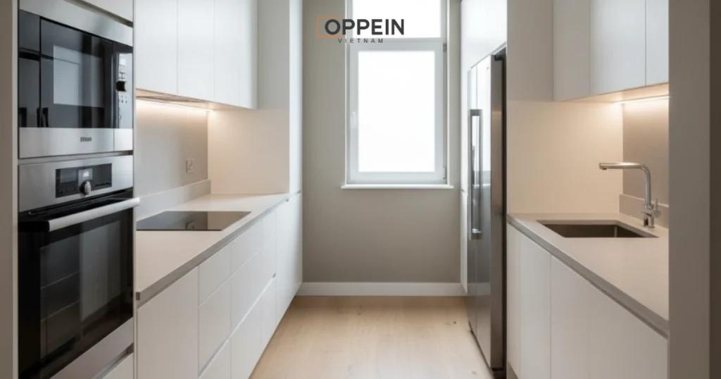 Mẫu thiết kế hệ tủ âm tường song song