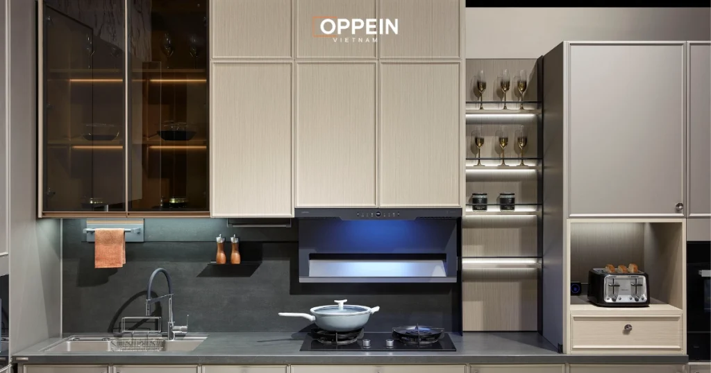 Mẫu tủ bếp treo tường phổ biến theo chất liệu