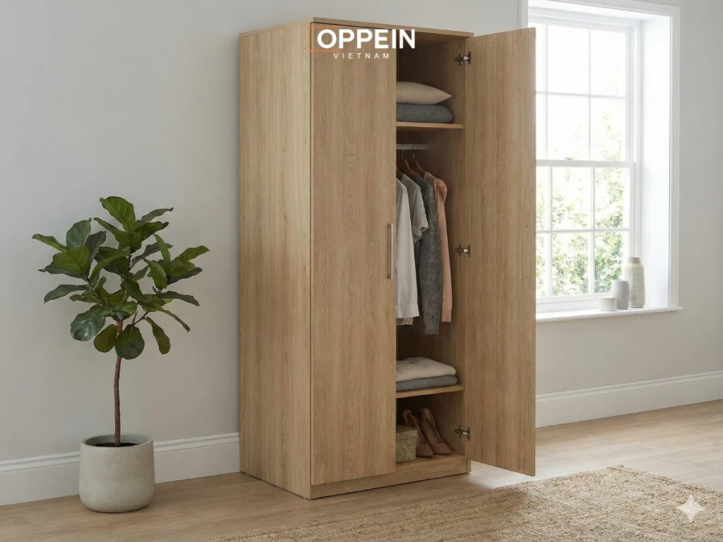 Mẫu tủ quần áo gỗ công nghiệp 2 cánh