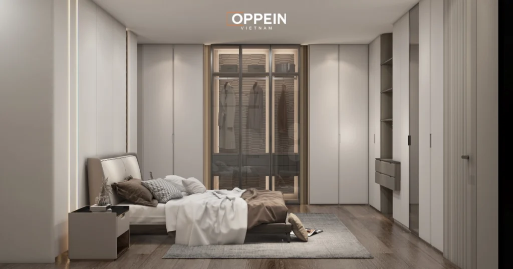 Oppein - Đơn vị thiết kế và thi công nội thất phòng ngủ cho vợ chồng mới cưới uy tín, giá tốt