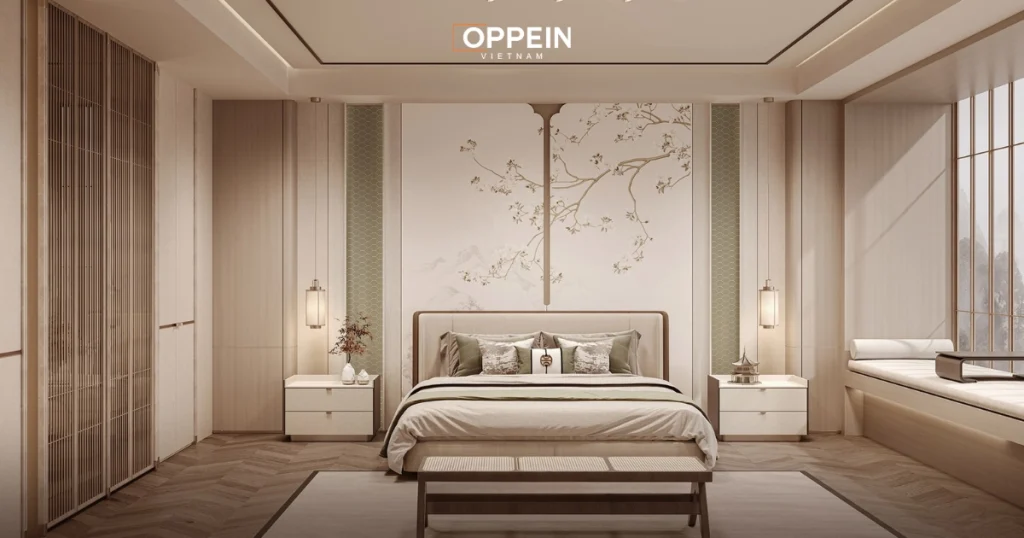 Mẫu thiết kế nội thất phòng ngủ tối giản phong cách Nhật Bản