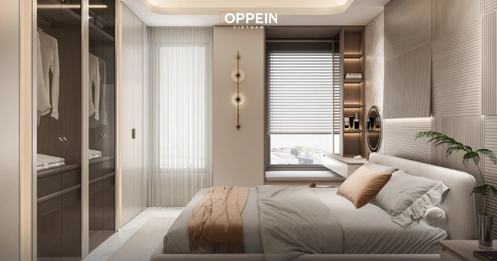 Mẫu thiết kế nội thất phòng ngủ tối giản có diện tích nhỏ