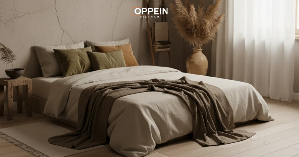 Phòng ngủ phong cách Wabi Sabi