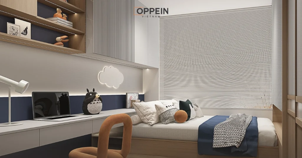 Thiết kế nội thất phòng ngủ 25m2 có góc làm việc