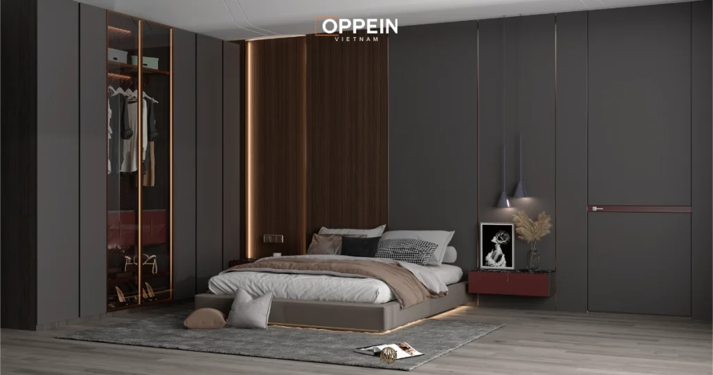 Thiết kế nội thất phòng ngủ 25m2 với chất liệu gỗ chủ đạo