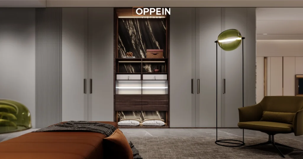 Oppein - Đơn vị thiết kế và thi công tủ quần áo âm tường cao cấp uy tín