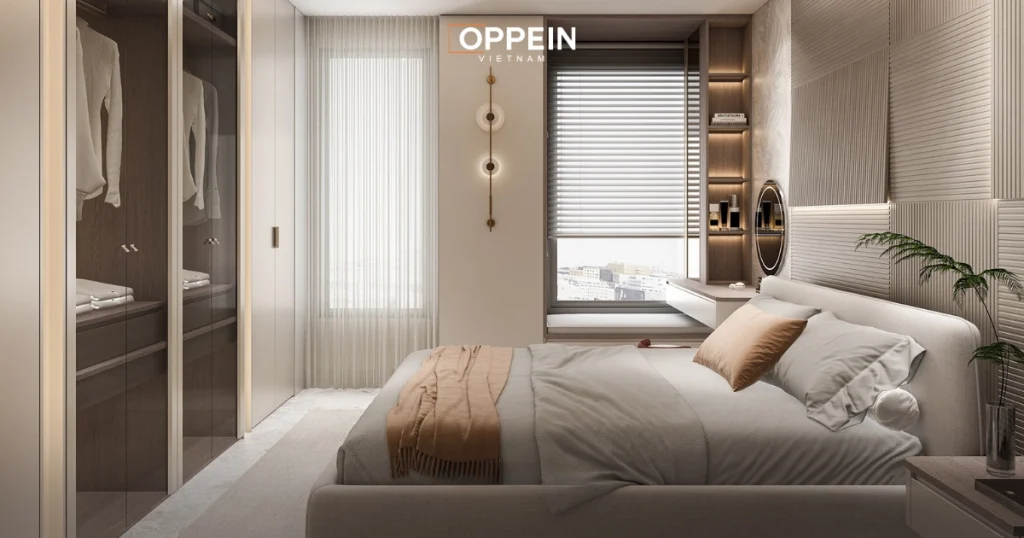 Mẫu tủ quần áo âm tường phong cách tối giản