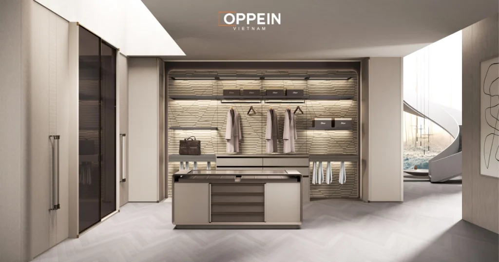 Mẫu tủ quần áo cánh kính kết hợp phòng thay đồ