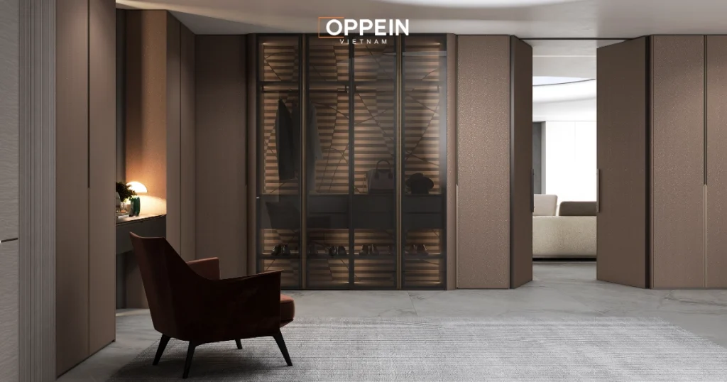 Mẫu tủ quần áo kịch trần thiết kế âm tường