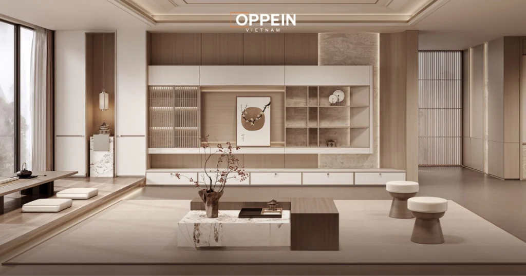 Mẫu căn hộ chung cư 80m2 theo phong cách Japandi