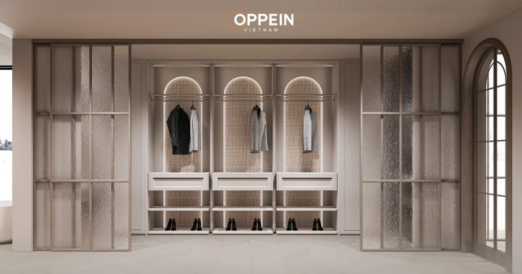 Oppein - Đơn vị thiết kế và thi công tủ quần áo phù hợp kích thước căn phòng
