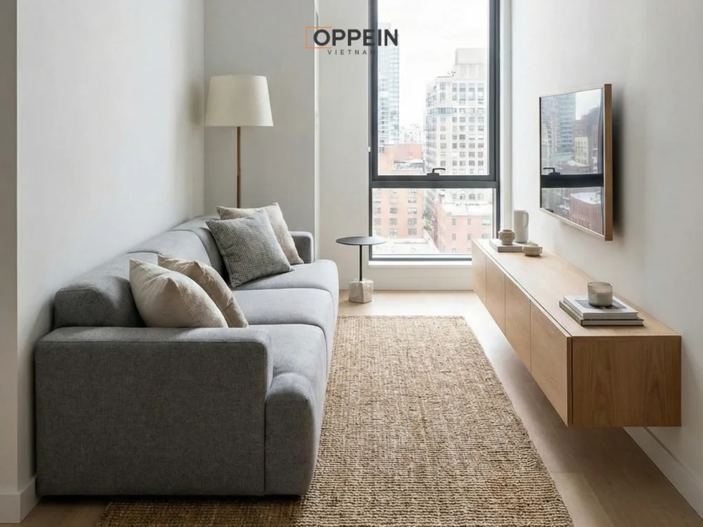 Thiết kế phòng khách chung cư theo chiều dọc