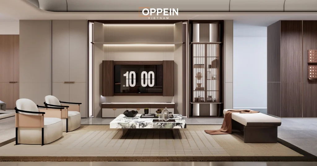 Mẫu thiết kế phòng khách chung cư phong cách Japandi